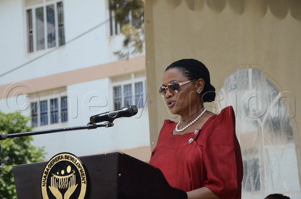Nabagereka of Buganda (Queen of Buganda) Sylvia Nagginda, addressing the congregation during the closing of the 19th Ekisaakaate held at Hormisdallen School Gayaza in Wakiso district on Saturday, January 10, 2026. (Photo by Juliet Anna Lukwago)