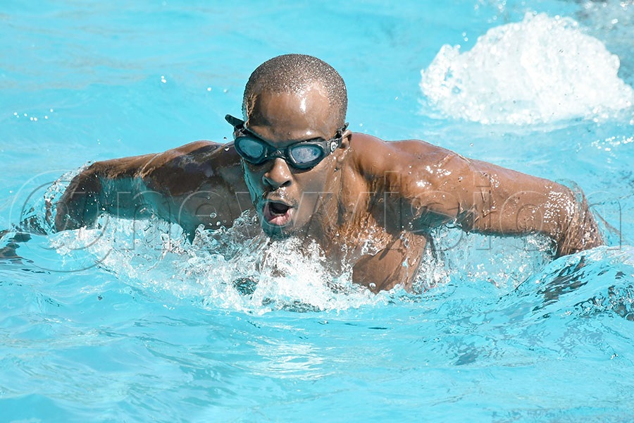 Masters swimmer Peter Mugisha in action at the Munyonyo pool. Photo by Michael Nsubuga