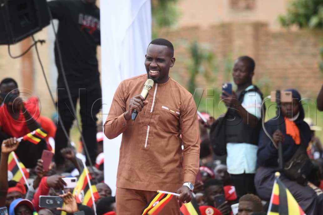 Leader of Opposition in parliament, National Unity Platform's (NUP) Joel Ssenyonyi who is also the Nakawa West MP, during the rally. (Credit: Ponsiano Nsimbi)