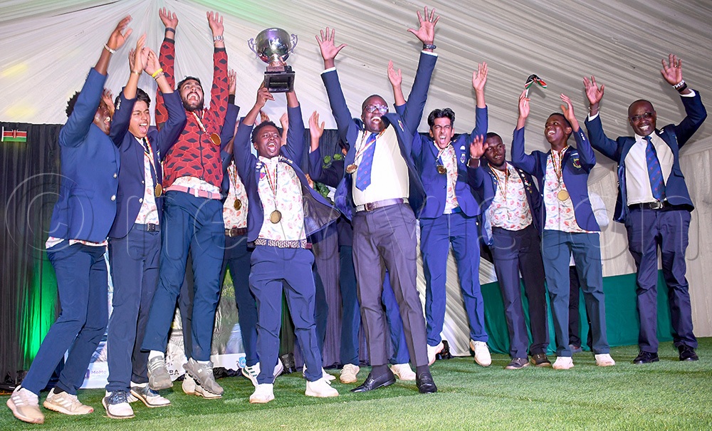 The Kenya National Golf team celebrate with the Victoria Cup trophy after the tournament at Entebbe Club on March 7, 2026. Kenya won on 15.5-10.5 points. (Photo by Michael Nsubuga)
