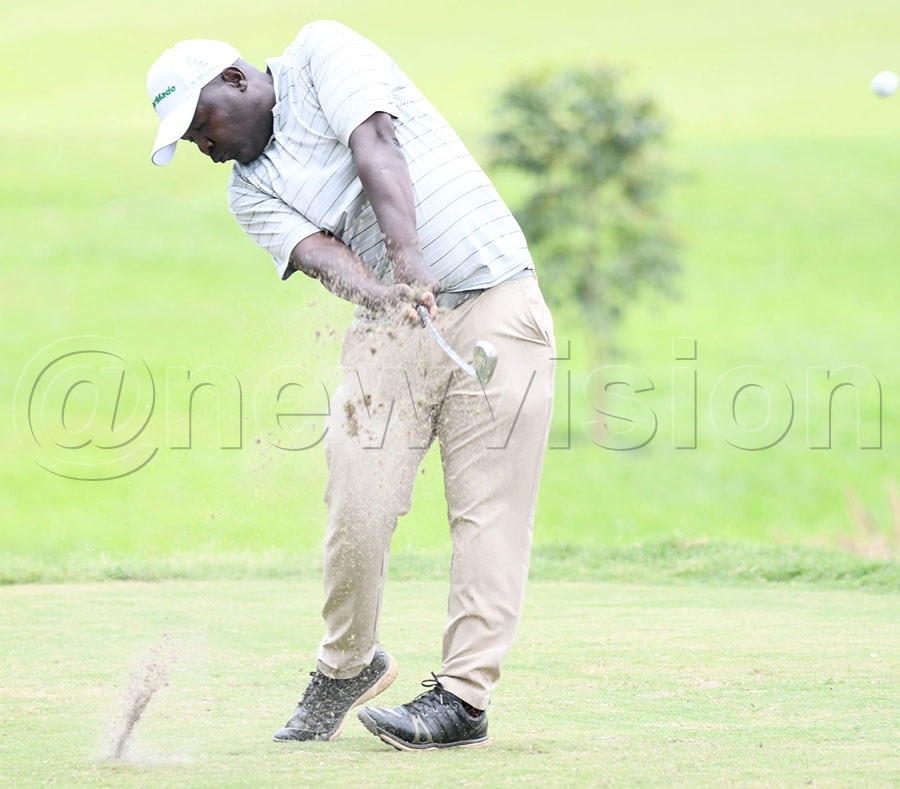 Kemyan Dismas Indiza tees-off during the second round. Photo by Michael Nsubuga