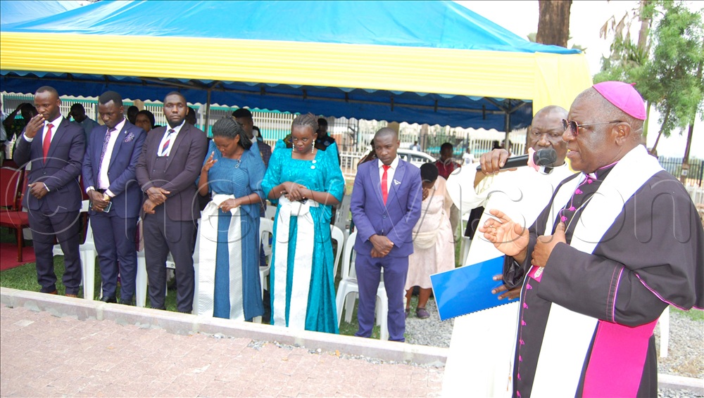 Archbishop Paul Ssemogerere (right) delivers his episcopal blessing after the pilgrimage and donors conference at Lubaga Cathedral on Wednesday, October 15, 2025.