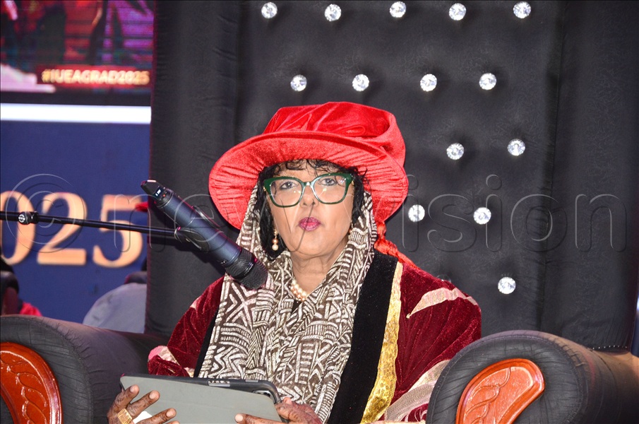 Dr. Amina C. Mohamed, the University Chancellor International University of East Africa (IUEA), addressing during the 12th graduation ceremony of the International University of East Africa at the main campus in Kampala on November 27, 2025.