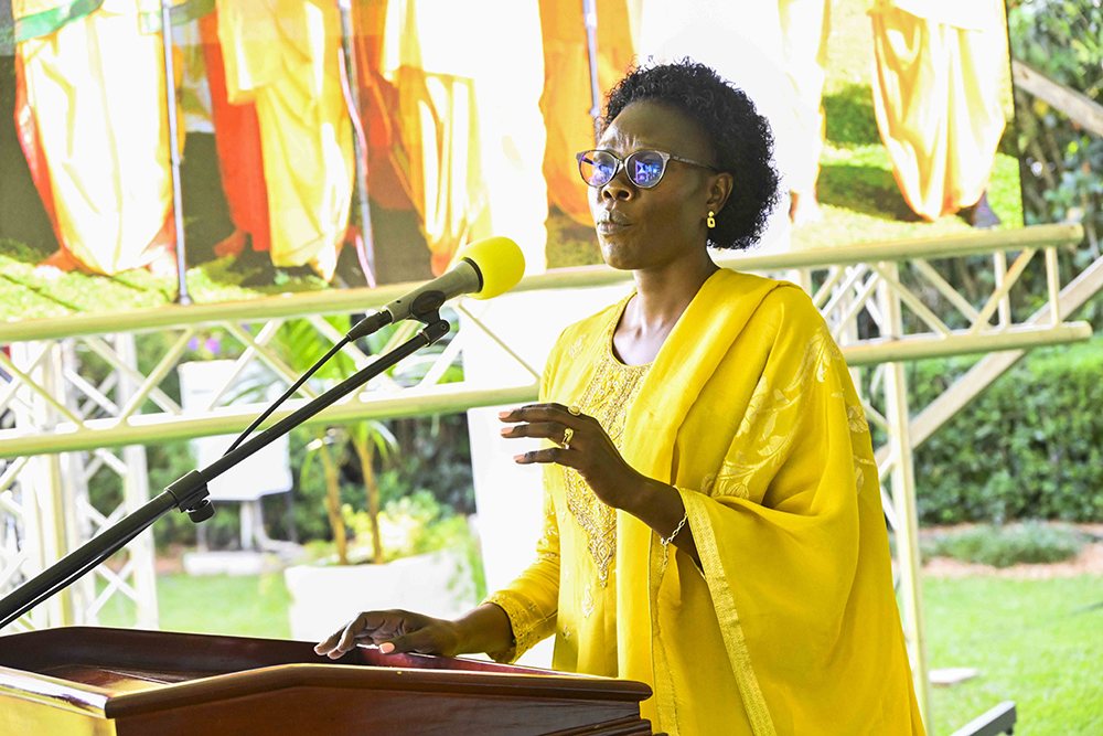 State Minister of Finance for Investment and Privatization, Evelyn Anite, making her remarks during the 2025 Diwali festival at the State House Entebbe on October 26, 2025. (PPU)