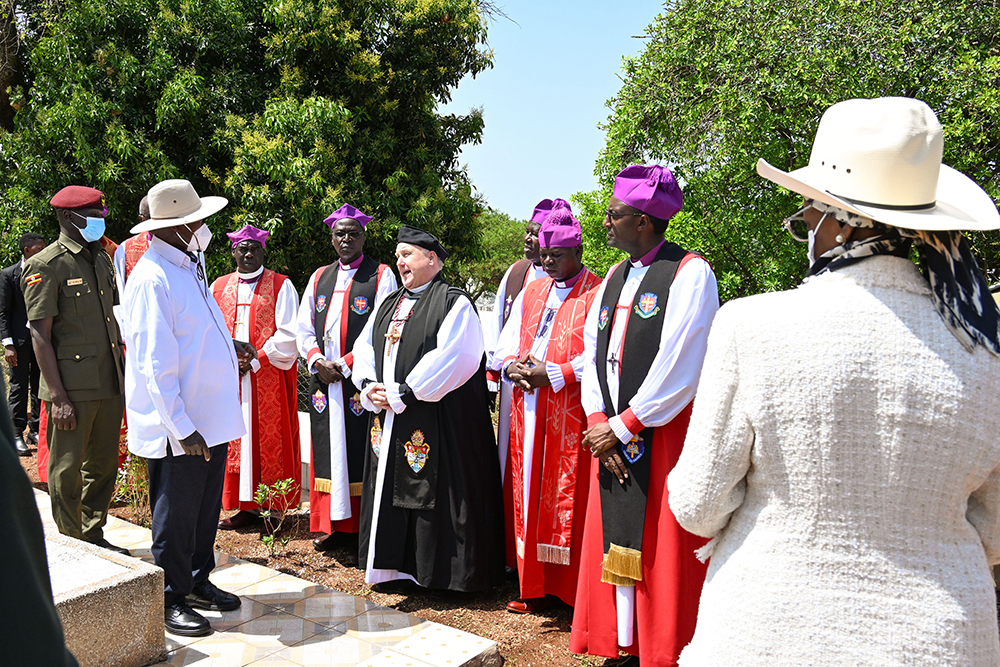 President Museveni and First Lady Janet Museveni interacting with Bishops during Archbishop Janani Luwum Day in Mucwuni Kitgum on Monday, Feb. 16, 2026. (PPU Photo)