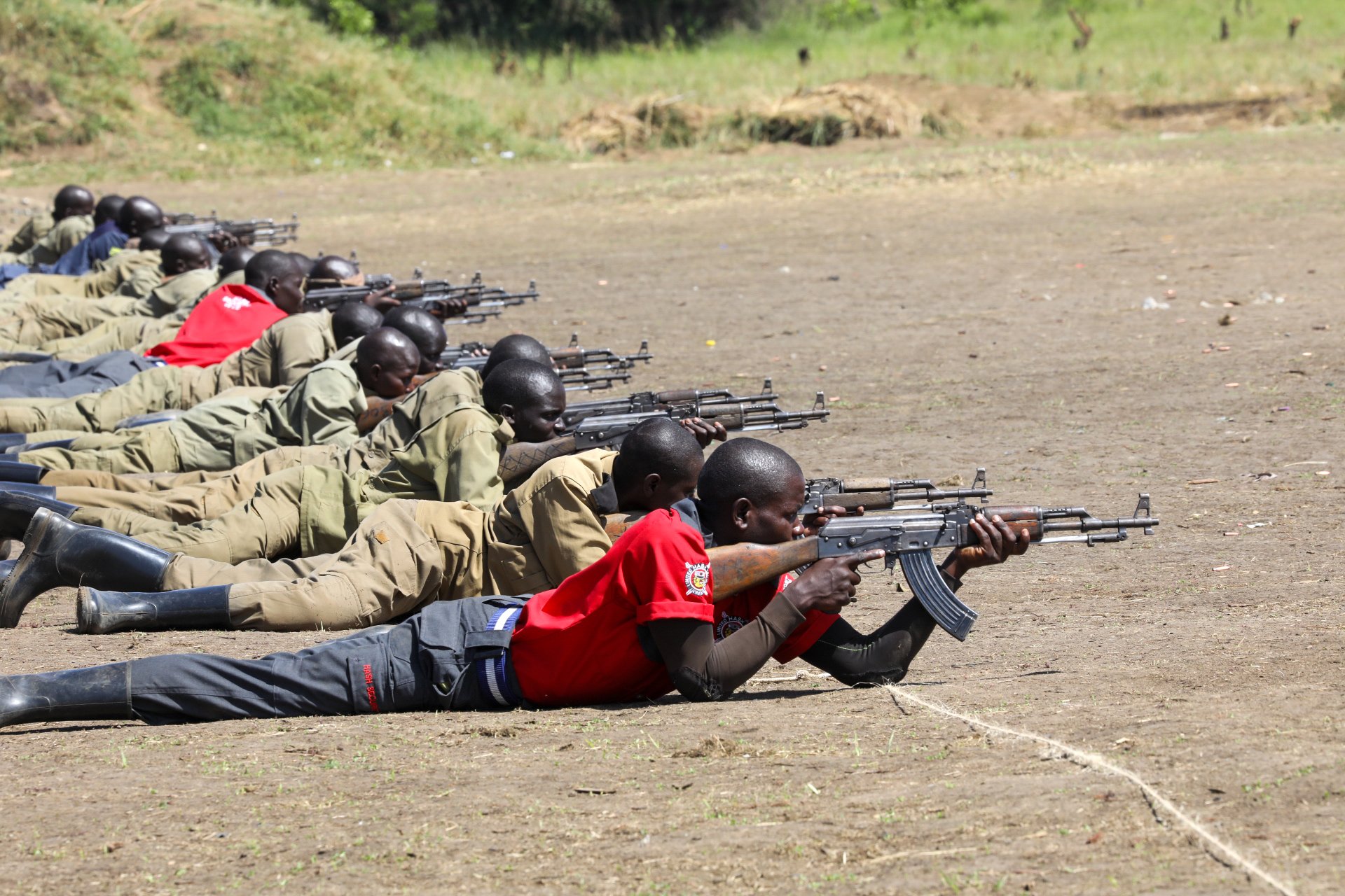 Private Security Guards during the pass-out ceremony of at the Police Training School, Ollilim in Katakwi district, on April 21. (Uganda Police Force Force photos)