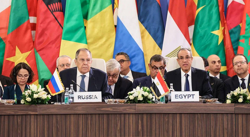 Russian Foreign Minister Sergey Lavrov delivered a speech on behalf of Russian President Vladimir Putin, who said Moscow attaches special importance to developing friendly relations and partnerships with African countries based on mutual respect and shared benefit.
