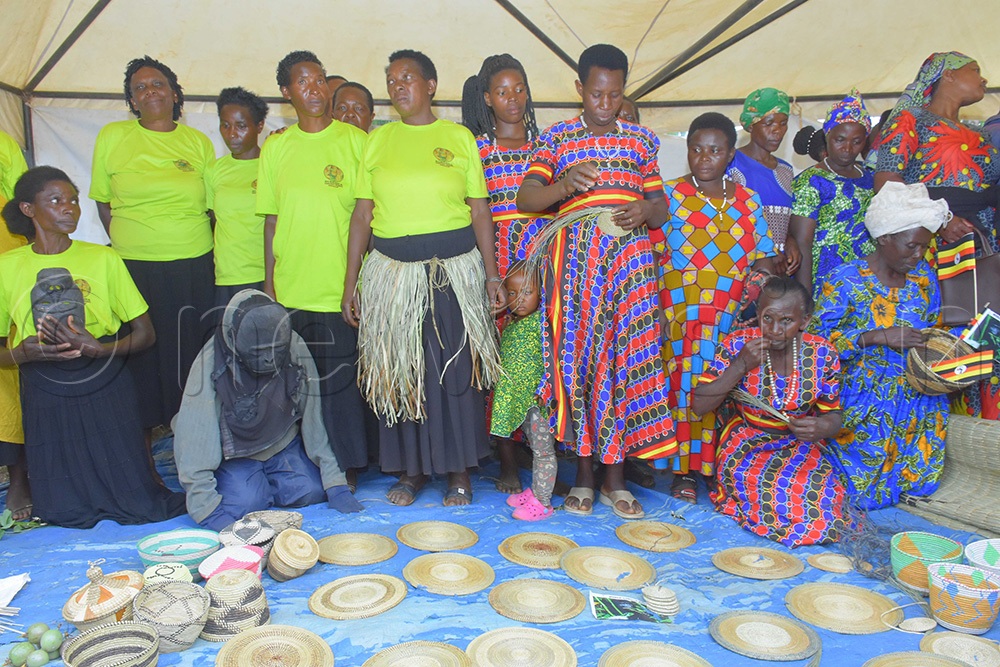 Some of the women groups staying in the Ruhija sector of Bwindi National Park benefit from selling handmade crafts to tourists who travel for gorilla tracking. (Photo by Julius Luwemba)