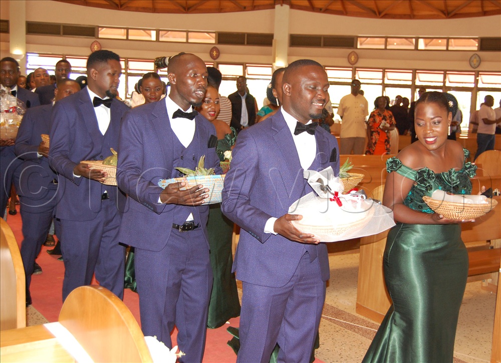 Christians carrying offertory during mass.