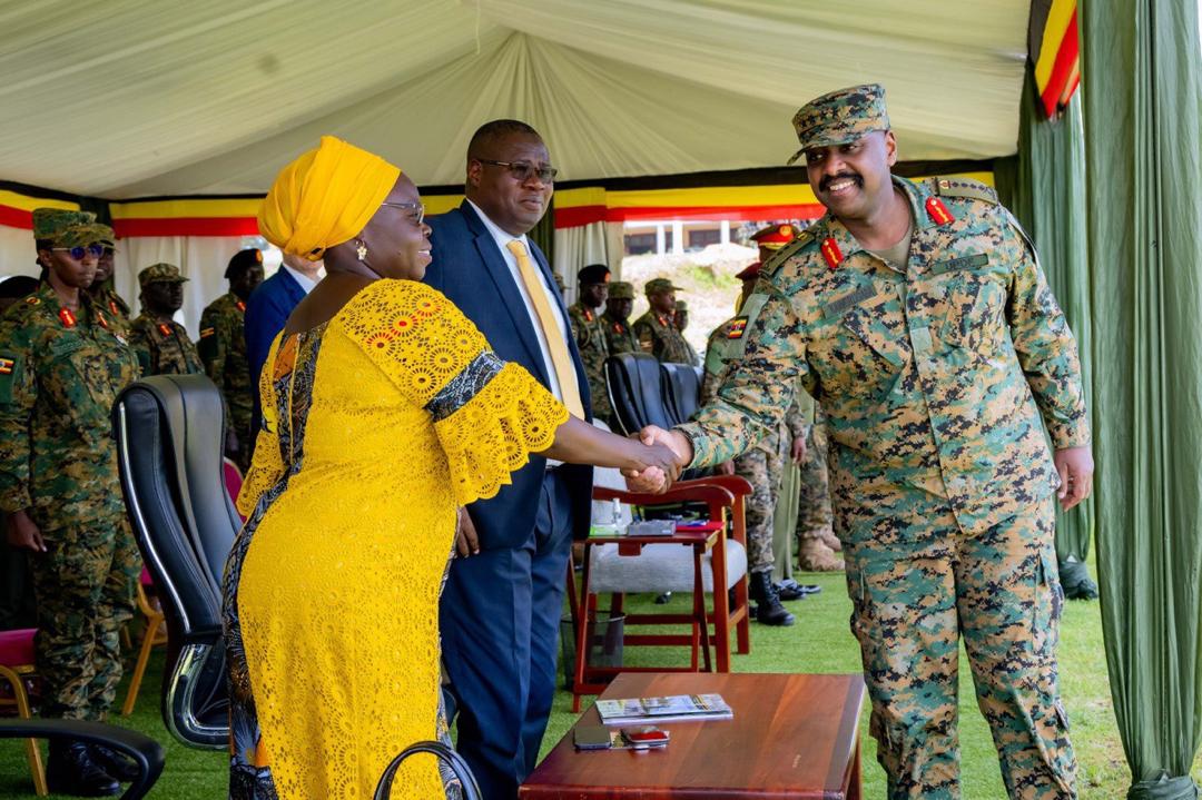CDF Muhoozi greeting officials at the event. (Courtesy)