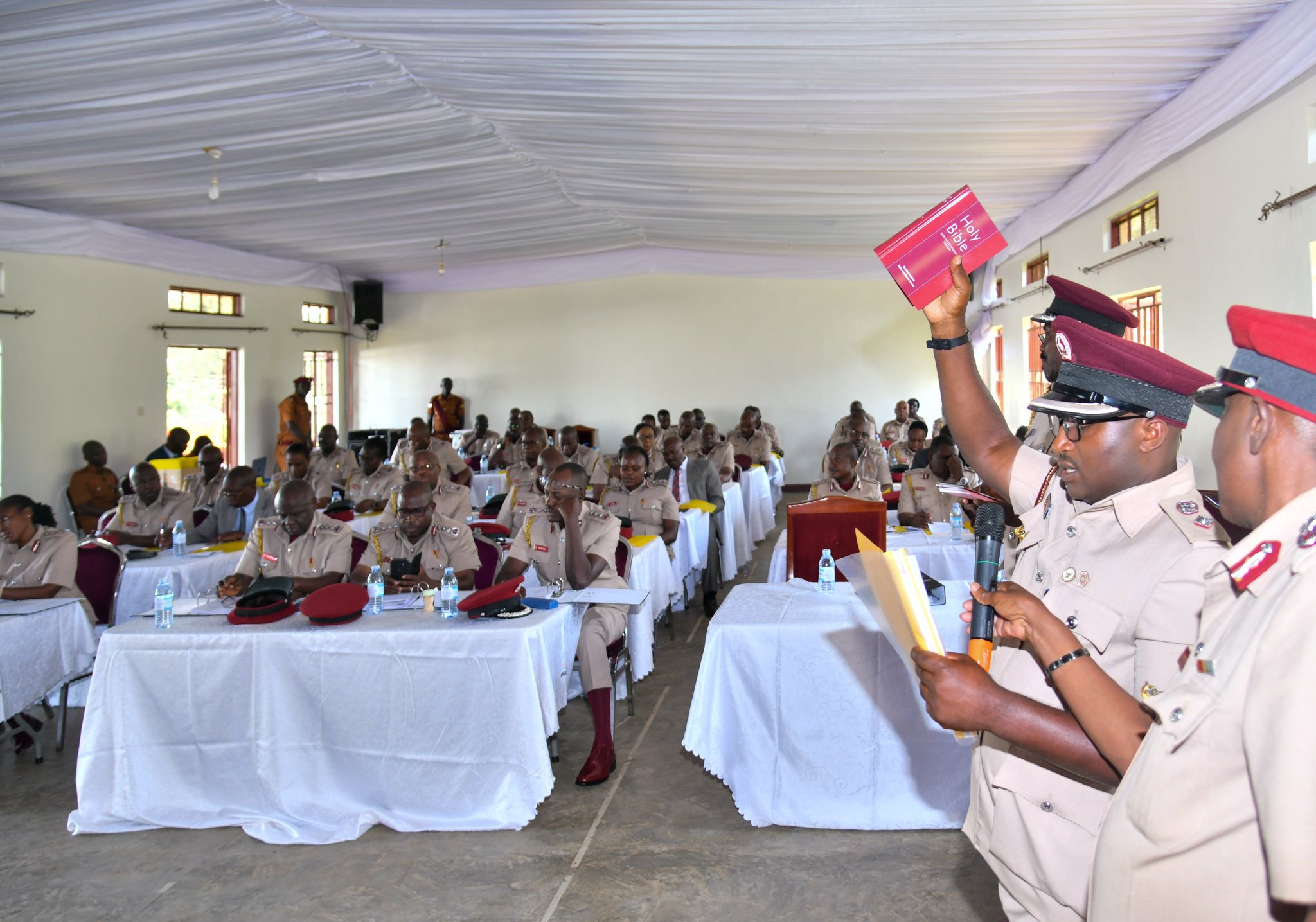 Prison officers taking oath as they joined the Council on April 21.