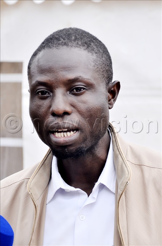 Aspiring presidential candidate, Malinga Gerald speak to journalists during pick of forms for presidential candidates at Electoral Commission offices in Kampala on 11 Aug 2025. 