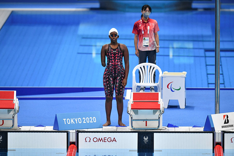 Uganda's Husnah Kukundakwe attends a heat in the women's 100m breaststroke at the Tokyo 2020 Paralympic Games in the Tokyo Aquatics Centre in Tokyo on August 26, 2021. AFP PHOTO