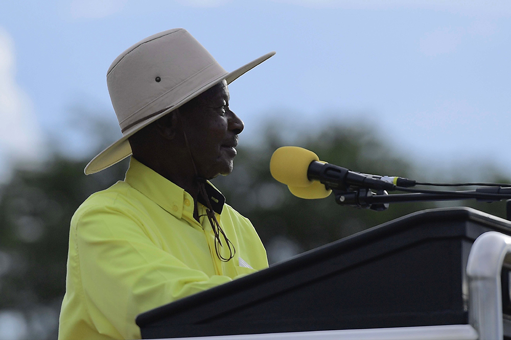 President Yoweri Museveni addressing his supporters.