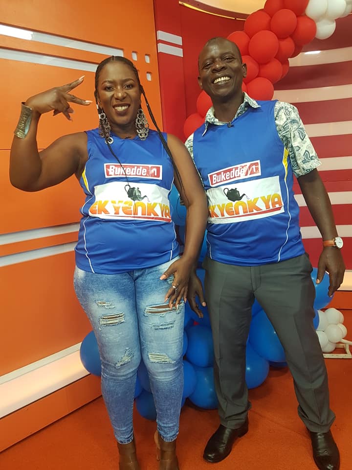 The Ekyenkya Team presenters Siraje Kizito and Dorah Namala 