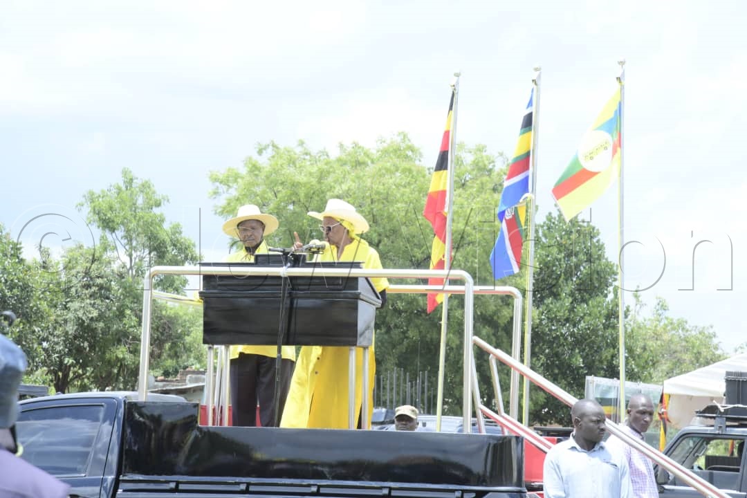 First Lady and Minister of Education and Sports, Maama Janet Museveni,  addressing the rally.