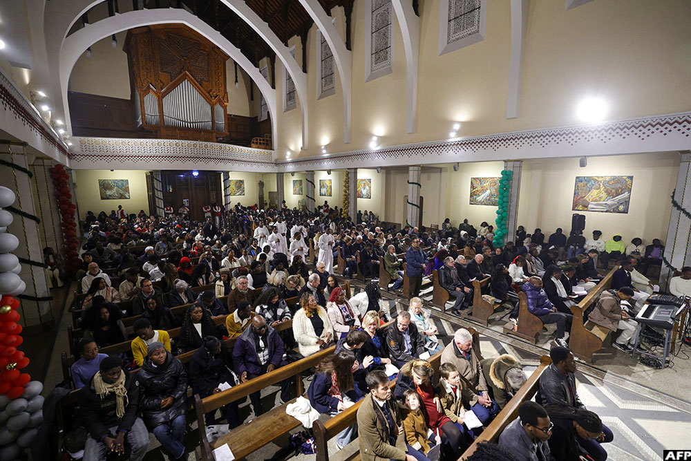 Worshipers attend a Christmas Midnight Mass at Saint Peter&rsquo;s Cathedral in Rabat, Morocco on December 24, 2025