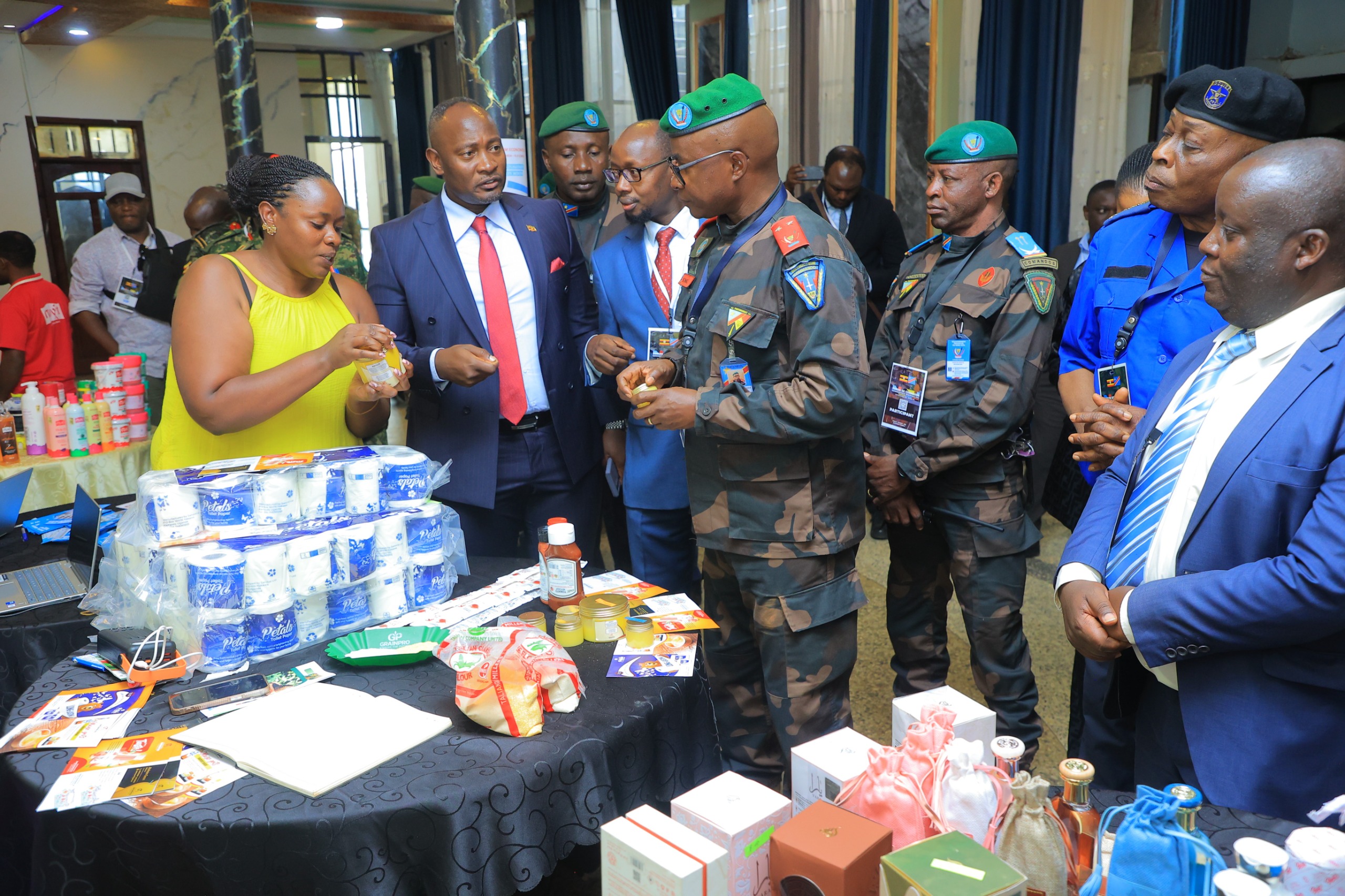 Officials tour some of the stalls that exhibited at the expo.