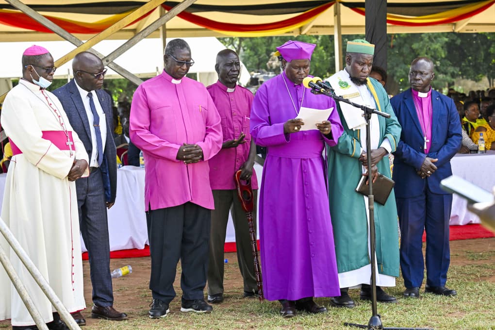 Religious leaders giving their remarks at the event.