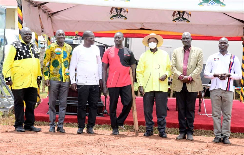 President Yoweri Museveni with UPC and FDC leaders who joined his campaign. Left is John Bosco Onyik, the NRM district chairman.