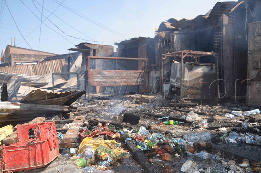 Panic gripped Kamdini township in Kamdini town council, Oyam district, on January 24, 2026, after a fierce fire destroyed several rental business premises. (Photo by Saidi Engola)