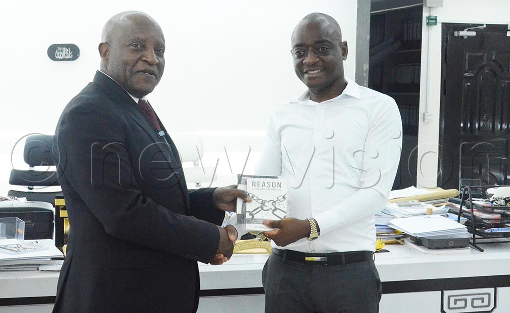 The Prime Minister of Namibia, Elijah Ngurare and the Chief Executive Officer Ham Enterprises Hamis Kiggundu during his visit to Nakivubo War Memorial Stadium on Tuesday. (Credit: Isaac Nuwagaba)