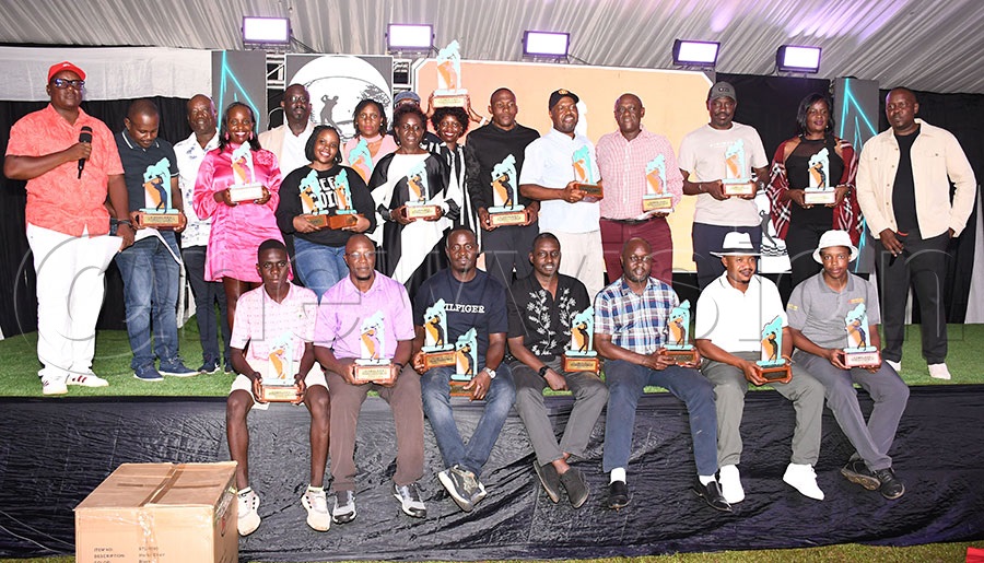 The different winners from the Kabalaza championship pose with their trophies after the tournament at Entebbe Club, February 7, 2026. Photo by Michael Nsubuga