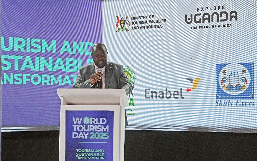 Uganda Wildlife Authority executive director Dr James Musinguzi speaking during the launch. (Courtesy photo)