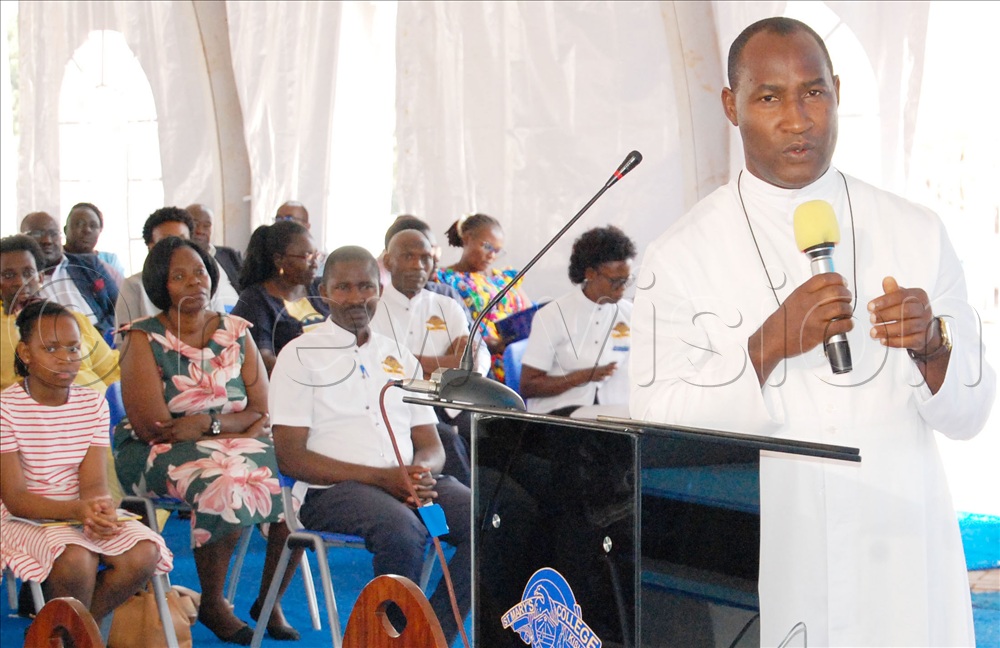 The headteacher of St. Mary's College kisubi, Bro, Simeon Smon Mpanga addressing the school's PTA Annual General Meeting at the school on Sunday, July 26, 2026.
