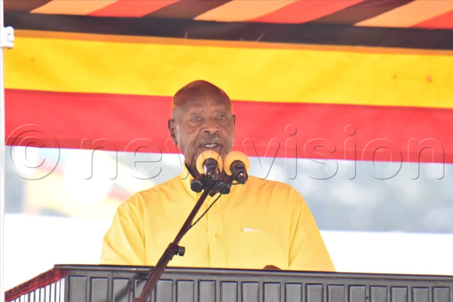 NRM party chairperson President Yoweri Museveni remarks at Kololo during the party's first meeting of the fourth National Resistance Movement (NRM) national conference. (All Photos by Miriam Namutebi, Simon Peter Tumwine, and Joseph Makumbi)