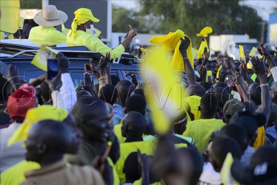  Addressing thousands of supporters during a campaign rally at Kalas Girls Primary School in Amudat district, Karamoja region, on October 28, 2025, Museveni said the Government was developing a plan to ensure every productive household has access to reliable water for production, a move he said would mark a turning point in Uganda’s rural transformation strategy. (All Photos by Simon Peter Tumwine)