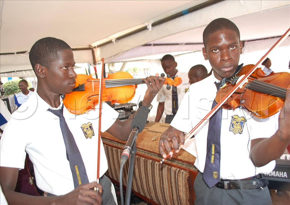 The school's violinists in action during mass.