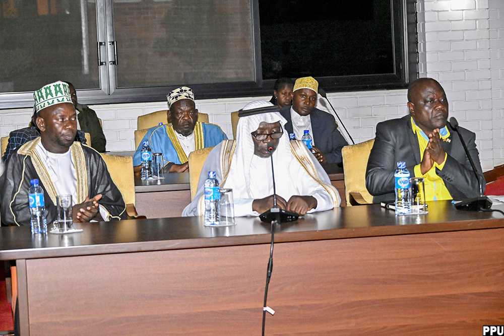 L-R: Sheikh Abdallah Ssemambo, Sheikh Dr. Irumba Muhammad and Bunya West Member of Parliament and NRM Chairman for Mayuge district, Hon. Aggrey Henry Bagiire attending a meeting where President Yoweri Kaguta Museveni was meeting Muslim leaders at the State Lodge Nakasero on the 10th January 2026. (Photo by PPU/Tony Rujuta)