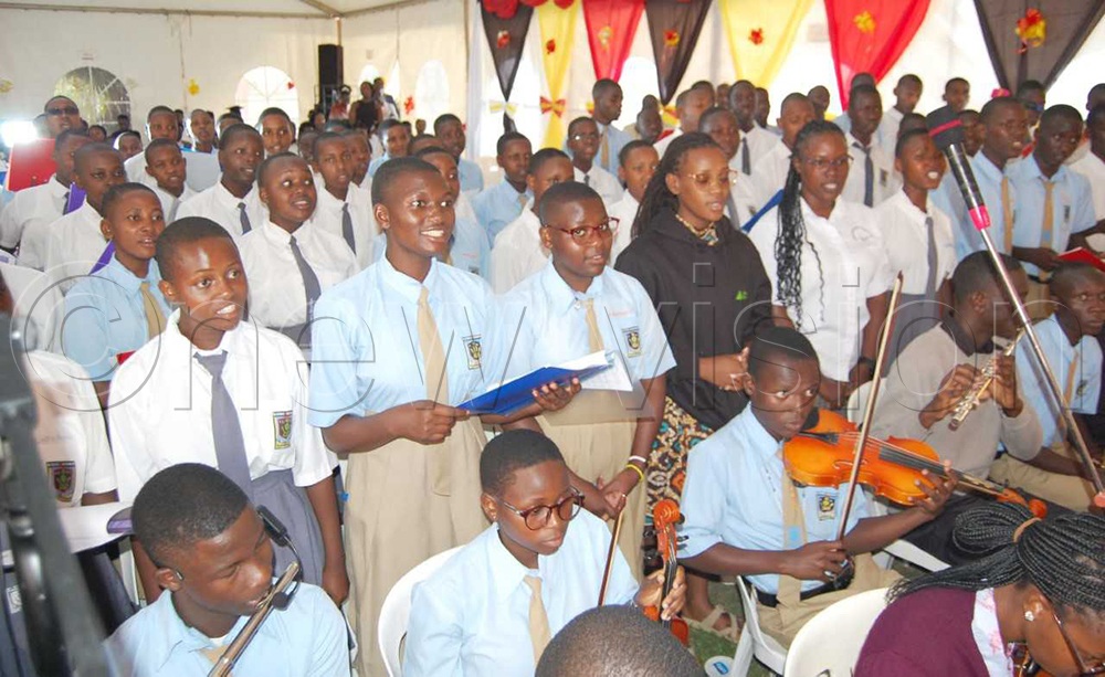 Students from Bessed Sacrament Secondary School Kimaanya leading the singing during mass.