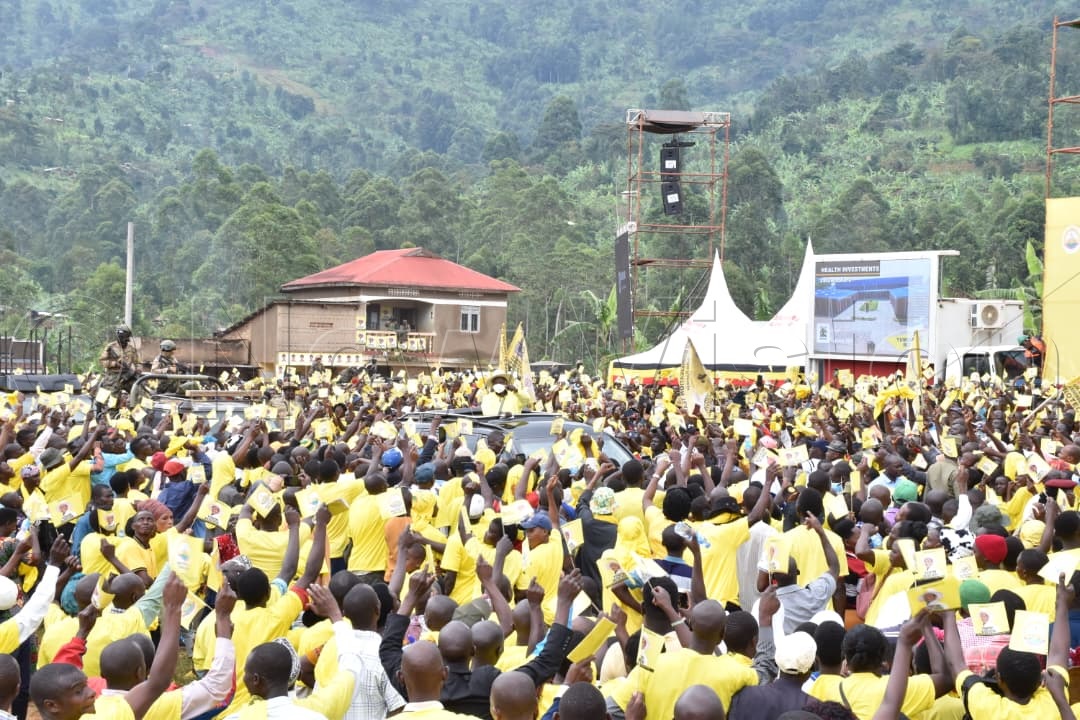 President Museveni welcomed by enthusiastic supporters at the campaign rally.