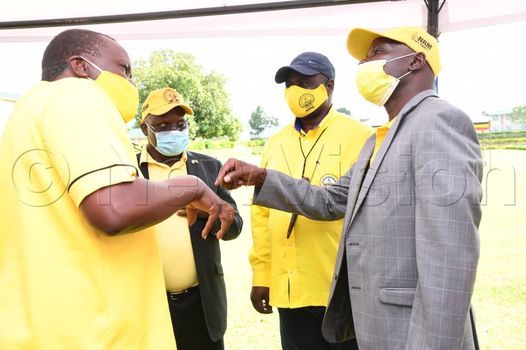Deputy Speaker Jacob Oulanyah (second-right) joins the consultations with other party leaders.