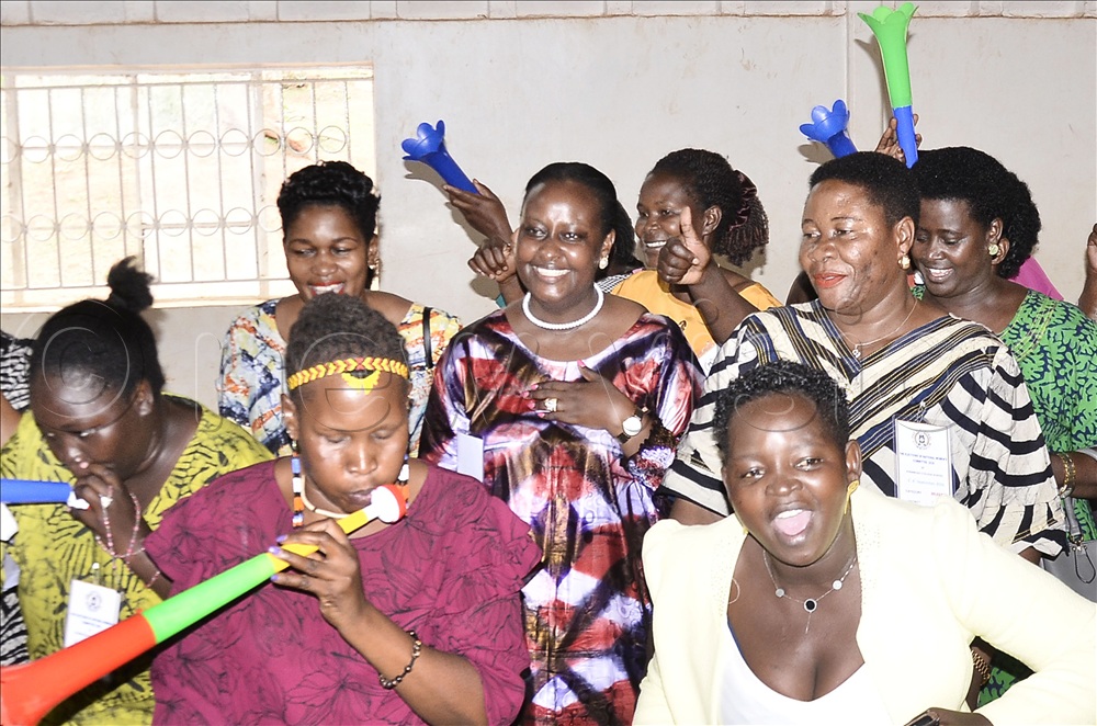 The newly elected chairperson of the National Women committee, Ann Lumumba Ruyondo (center back) being congratulated by her supporters after sailing through unopposed during the election of the new National Women Committee at Kyambogo on September 04, 2026. 