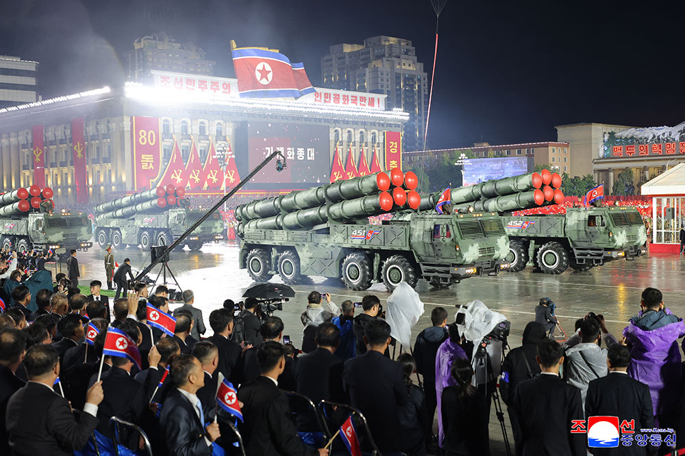 Long-range strategic cruise missiles and drone launch vehicles were on full display. (AFP/KCNA)