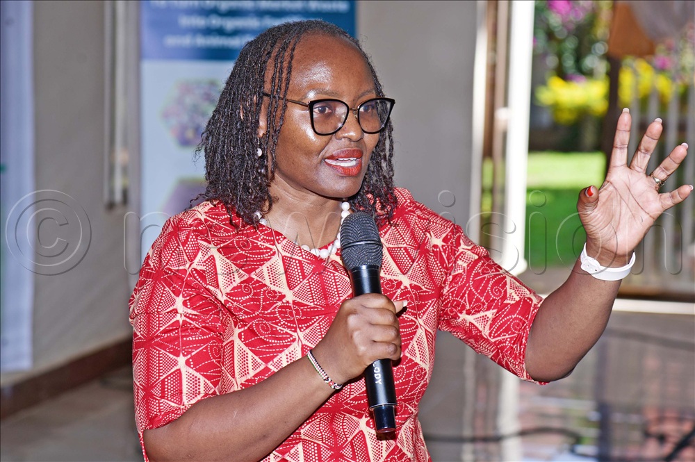 Dr Christine Chege, a senior scientist with Alliance Bioversity International addressing stakeholders in Soroti city