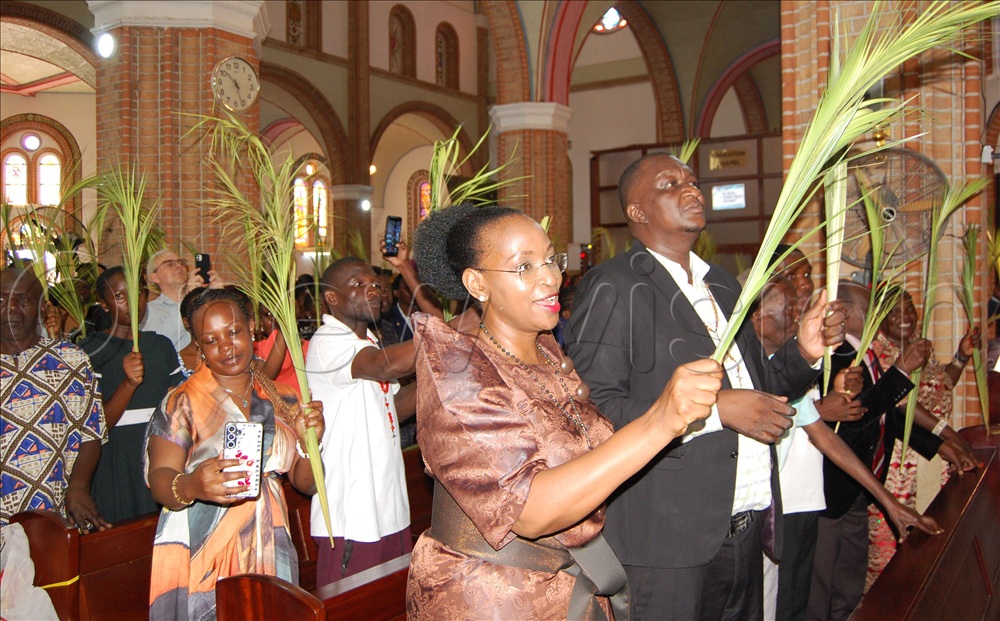 The Catholic faithful during the Palm Sunday mass at Lubaga Cathedral.