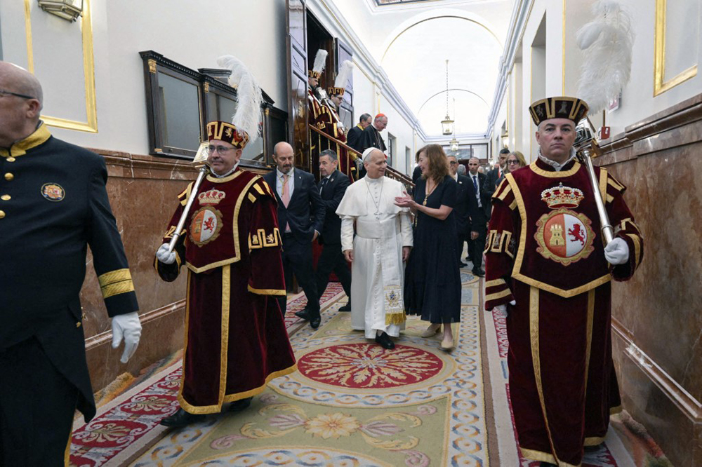 Pope Leo XIV during a joint session of the Spanish Parliament at the Congress of Deputies in Madrid in Spain on June 8, 2026. (AFP)