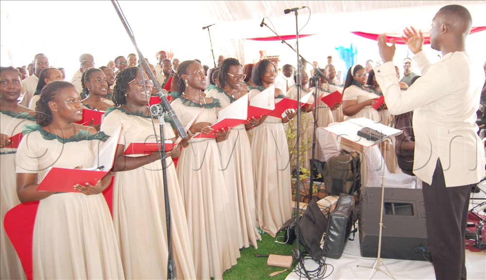The Celestial Chamber Chorale leading the singing during Fr. Tamale's priestly silver jubilee thanksgiving mass.