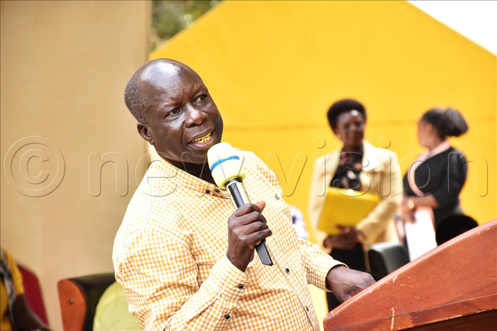 Tanga Odoi, the NRM electoral commission chairperson of the NRM party addressing CEC contestants at the NRM electoral commission offices. 