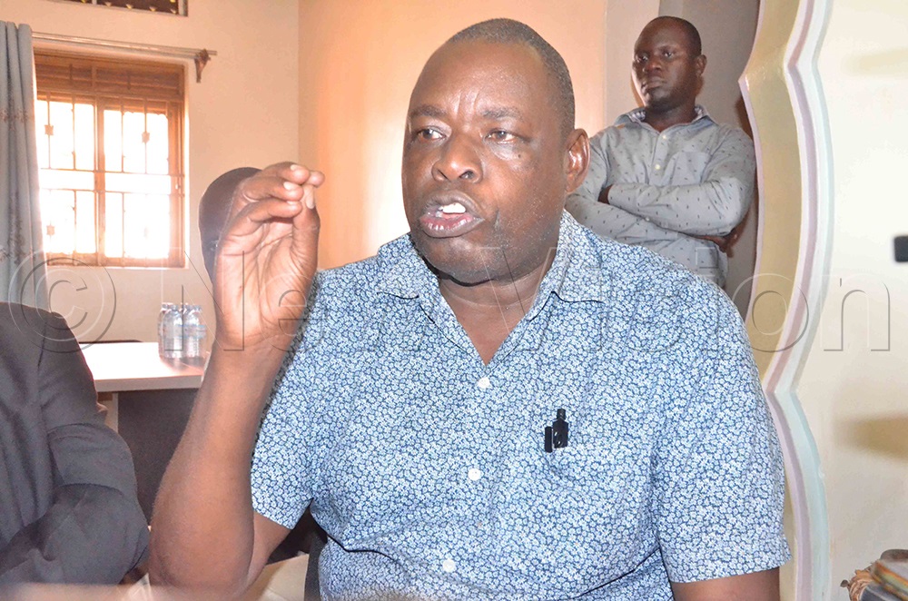 Anthony Olobo Odur, late Paramount Chief Odur's son speaking to the media on Monday at Lira City. (PHOTO BY JOSEPH EKOL)