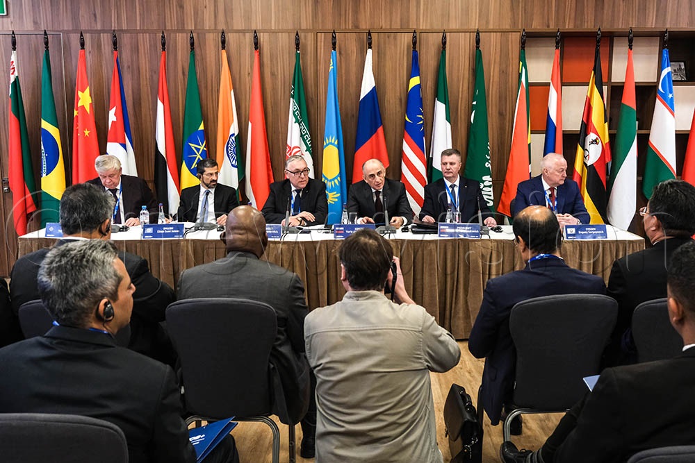  Yuriy Aleksandrovich (C), Deputy Secretary of the Security Council of the Russian Federation, giving opening remarks, during the BRICS+ Counter-terrorism conference in Moscow, on December 3 2025. (Credit: Hajarah Nalwadda)