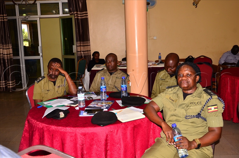  Some of the senior police officers who attended the stakeholders dialogue on human rights and elections organised by the UHRC in Iganga town.