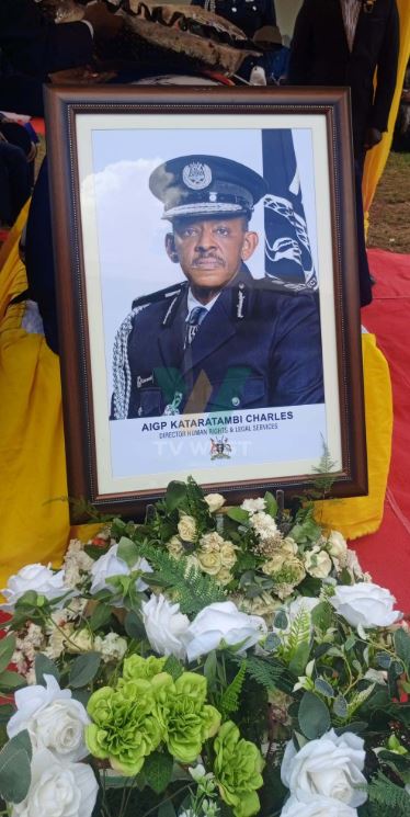 Last respects to AIGP Charles Twesigye Kataratambi during funeral at his home in Rubaya Kashari, Mbarara district. (Courtesy)