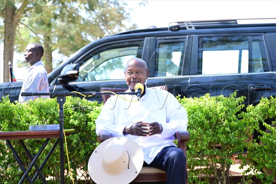 Museveni speaks to the press on Thursday immediately after casting his ballot.