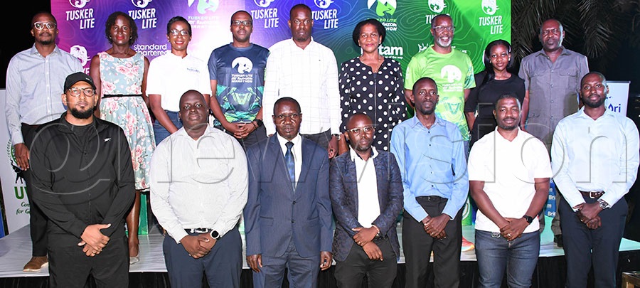 The different partners pose after the  launch of the Rwenzori Marathon fourth edition at Sheraton Hotel Gardens, June 11, 2025. Photo by Michael Nsubuga